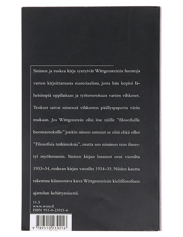 Sininen ja ruskea kirja : filosofisten tutkimusten esitutkimuksia (1933-1935) - Wittgenstein, Ludwig - Tietokirjat ja oppaat - 10105601709 - 1