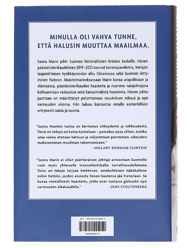 Toivo on tekoja - Marin, Sanna - Elämäkerrat ja muistelmat - 10105601719 - 1