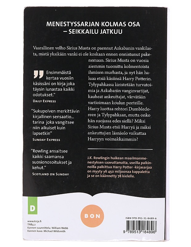 Harry Potter ja Azkabanin vanki - Rowling, J. K. - Nuorten kirjat - 10105601749 - 1
