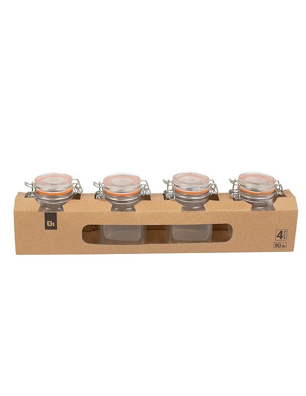EXCELLENT HOUSEWARE 90 ml maustepurkki, 4 kpl - Säilytysastiat - 10105602042 - 1