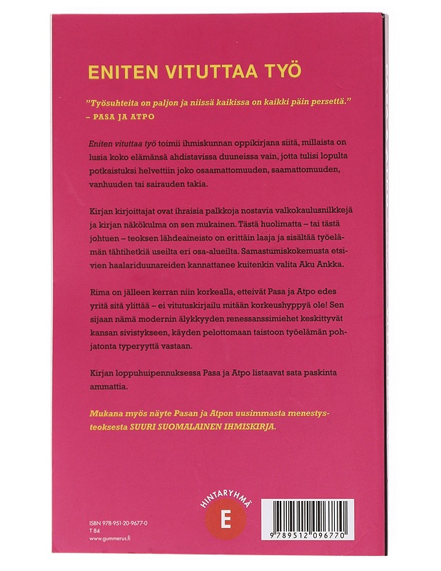 Eniten vituttaa työ - Pasa - Kaunokirjallisuus - 10105602090 - 1