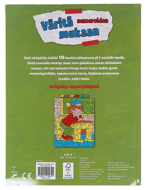 Väritä numeroiden mukaan - Jutta S.L. Langer - Lastenkirjat - 10105602210 - 1