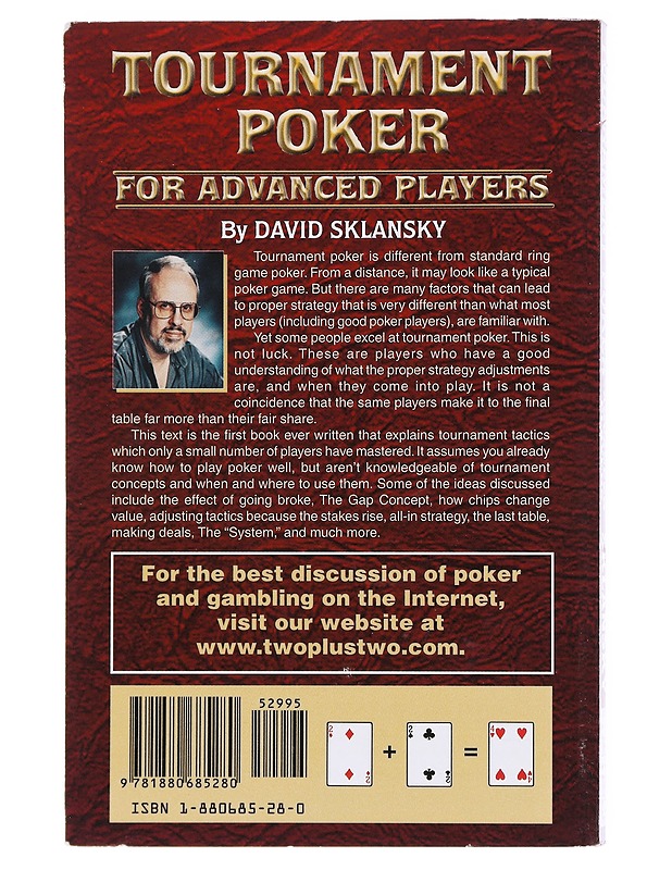 Tournament poker for advanced players - Sklansky, David - Tietokirjat ja oppaat - 10105602345 - 1