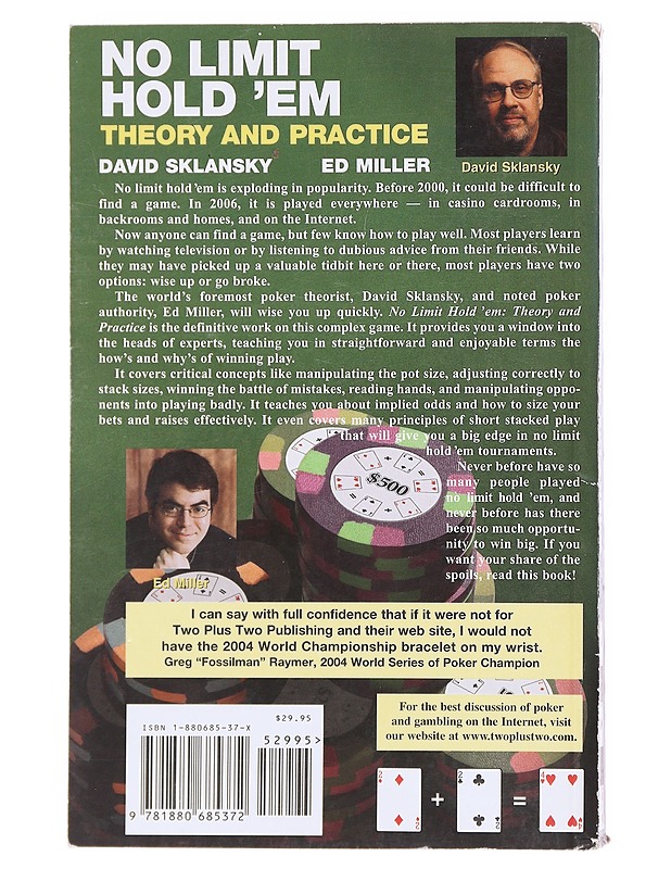 No limit hold'em : theory and practice - Sklansky, David - Tietokirjat ja oppaat - 10105602369 - 1