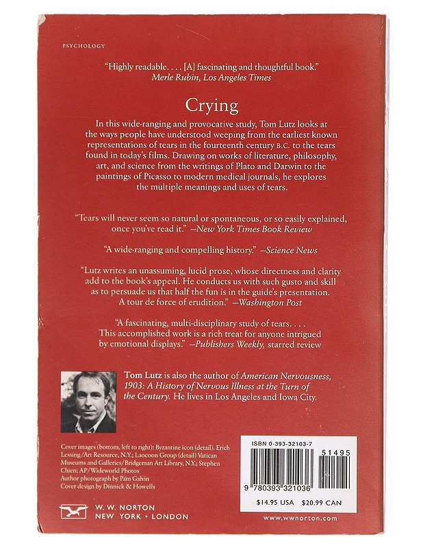 Crying : the natural and cultural history of tears - Lutz, Tom  - Tietokirjat ja oppaat - 10105602471 - 1