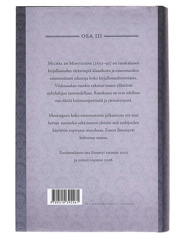 Esseitä / Osa III - Montaigne, Michel de - Tietokirjat ja oppaat - 10105602509 - 1