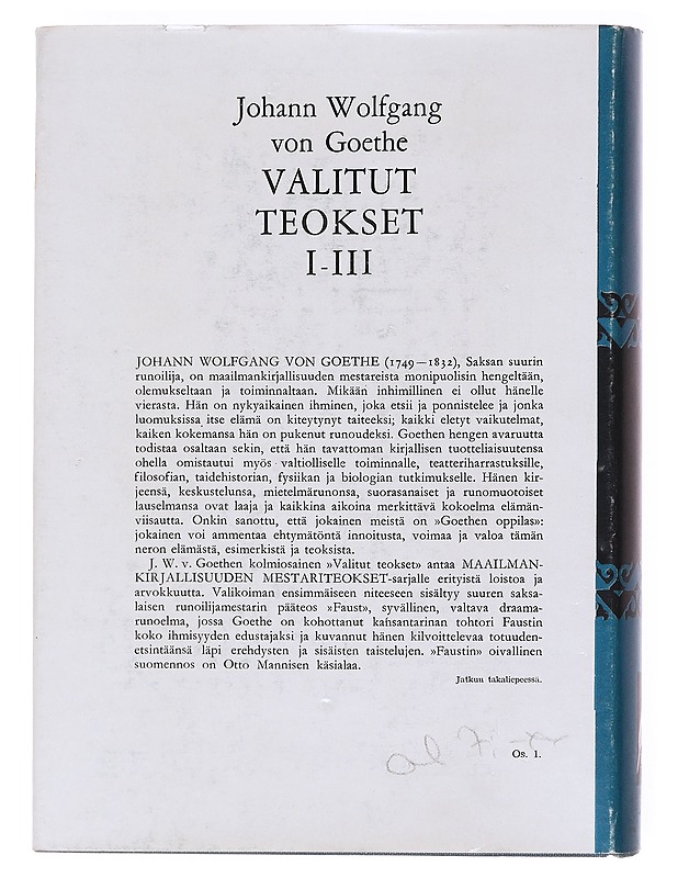Valitut teokset I : Faust - Johann Wolfgang von Goethe - Runot ja näytelmät - 10105602611 - 1