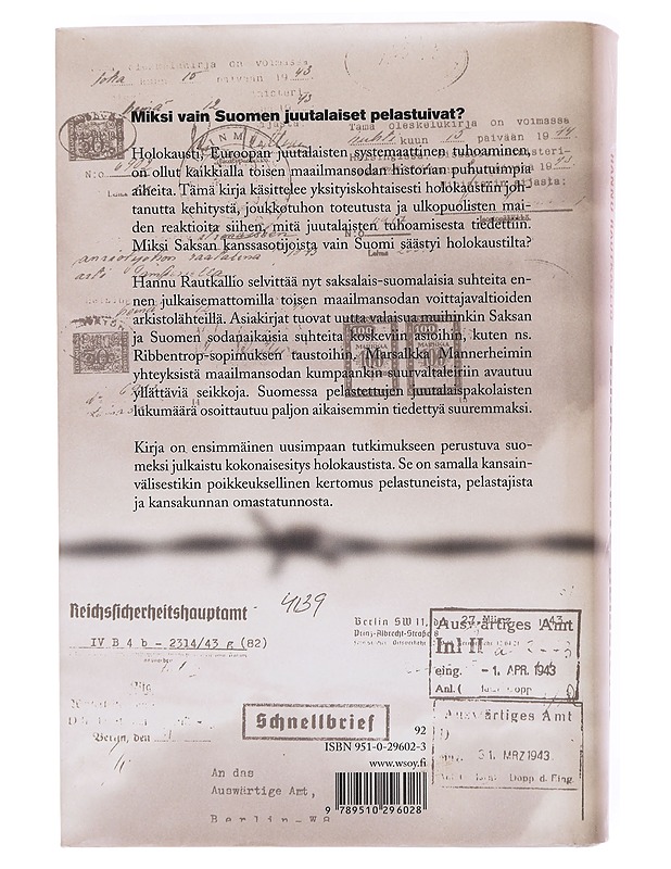 Holokaustilta pelastetut - Hannu Rautkallio - Historiakirjat - 10105602810 - 1