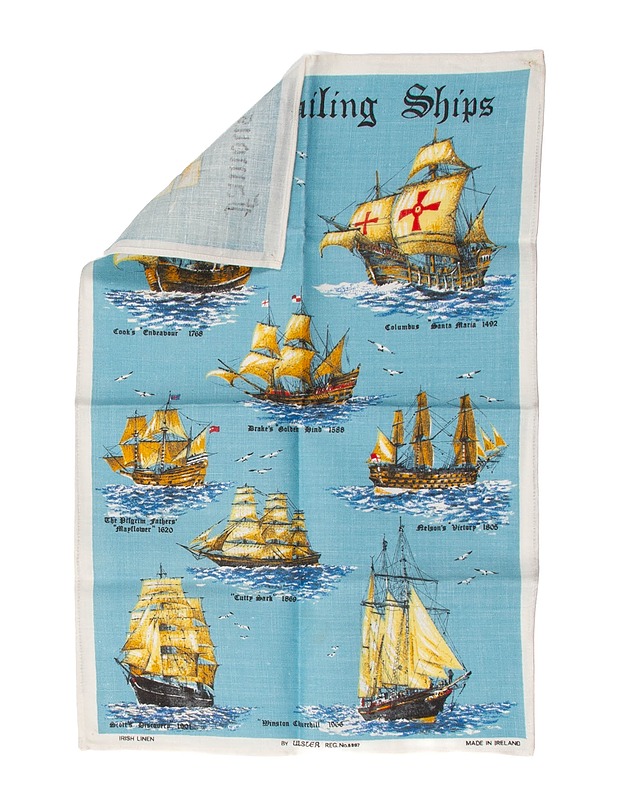 Famous Sailing Ships -keittiöpyyhe, 49x75 cm - Pyyhkeet - 10105602863 - 0