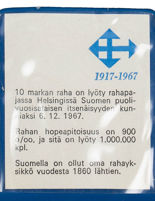 10 markan hopeinen juhlaraha  vuodelta 1967 - Muut sisustustavarat - 10105602868 - 2