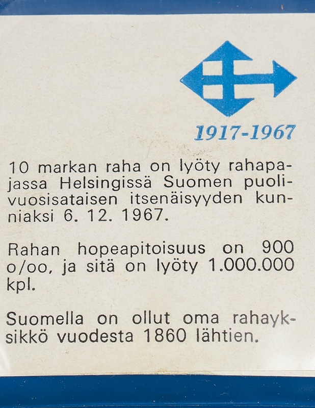 10 markan hopeinen juhlaraha -  Suomen itsenäisyyden 50-vuotta - Muut sisustustavarat - 10105602896 - 2