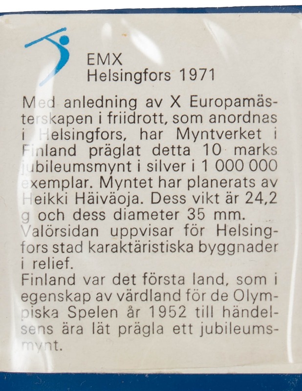10 markkaa : Yleisurheilun EM-kilpailut Helsingissä 1971 - Muut sisustustavarat - 10105602904 - 2