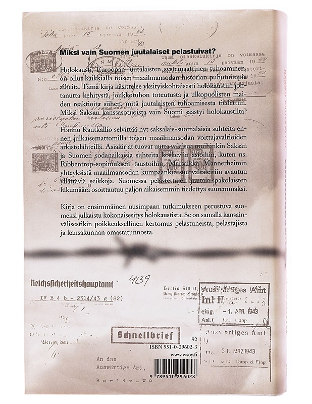 Holokaustilta pelastetut - Hannu Rautkallio - Historiakirjat - 10105603105 - 1