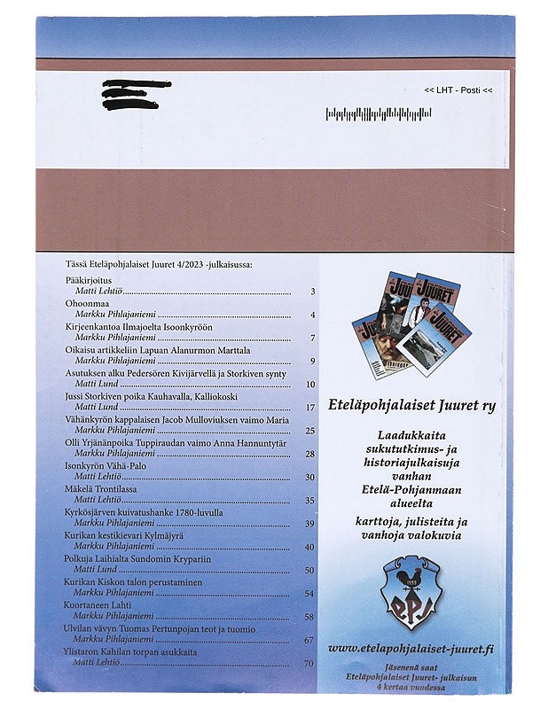 Eteläpohjalaiset Juuret 1/2022  - Lehdet - 10105603329 - 1
