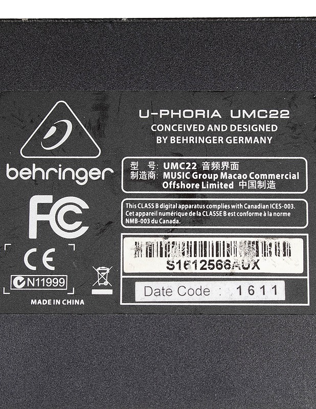 BEHRINGER U-Phoria UMC22 -USB-äänikortti - Audio - 10105603367 - 3