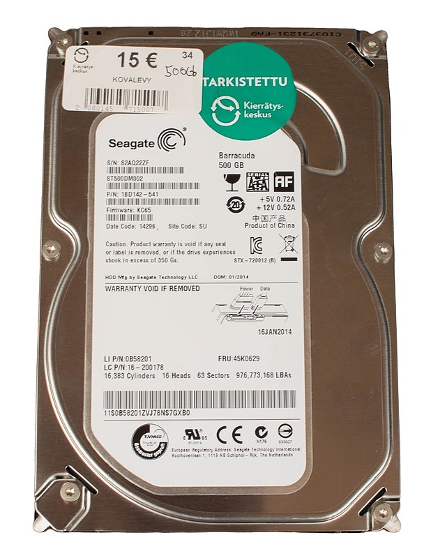 SEAGATE Barracuda ST500DM002 kovalevy - Tietokoneet - 10105603438 - 1