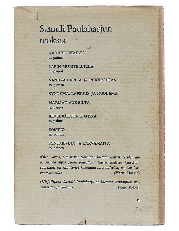 Wanhaa Lappia ja Peräpohjaa - Samuli Paulaharju - Historiakirjat - 10105603600 - 1