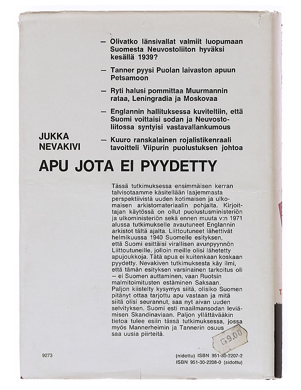 Apu jota ei pyydetty - Jukka Nevakivi - Historiakirjat - 10105603637 - 1