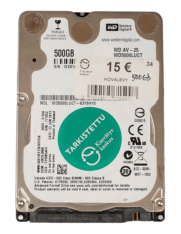 WB 500 GB -kovalevy  - Tietokoneet - 10105603672 - 1
