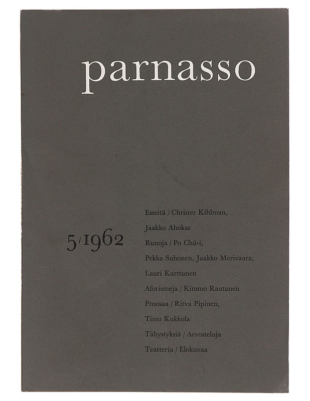 Parnassp 5/1962 - Taide- ja kulttuurikirjat - 10105603841 - 0