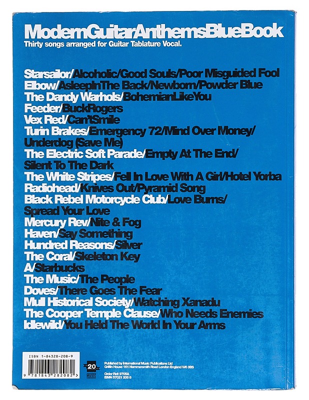 Modern guitar anthems bluebook - Chris Harvey - Harrastekirjat - 10105604172 - 1