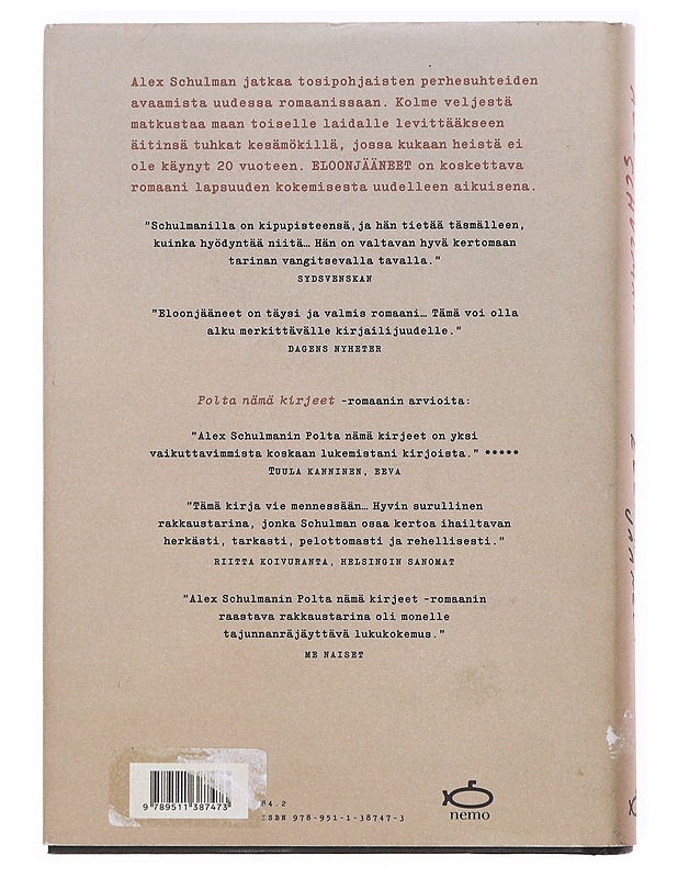 Eloonjääneet - Alex Schulman - Romaanit ja novellit - 10105604364 - 1