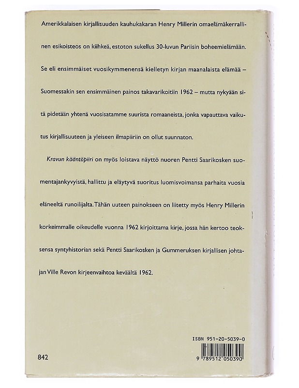 Kravun kääntöpiiri - Henry Miller - Romaanit ja novellit - 10105604369 - 1