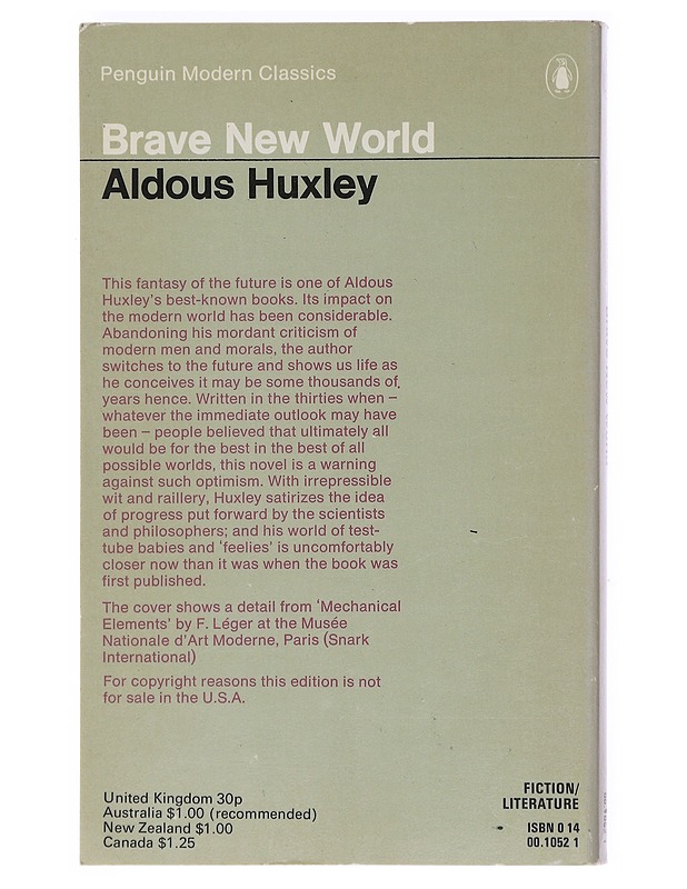 BRAVE NEW WORLD - Huxley, Aldous - Romaanit ja novellit - 10105604537 - 1