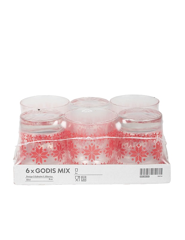 IKEA : GODIS MIX : 6 kpl, punainen pohjoimainen talvikuvio - Lasit - 10105604826 - 1