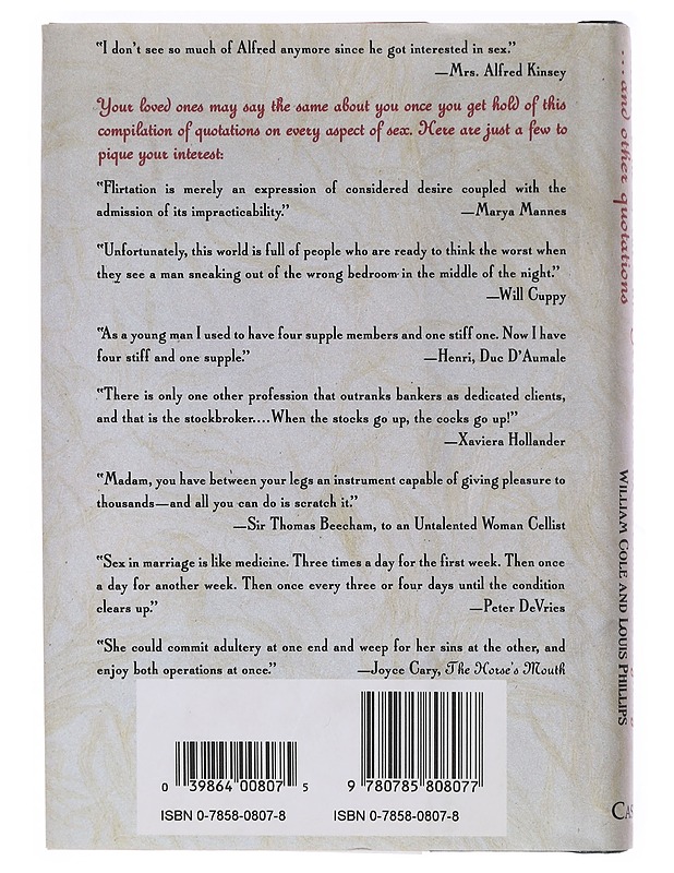Sex : "the most fun you can have without laughing" : ...and other quotations - Cole, William - Romaanit ja novellit - 10105604854 - 1