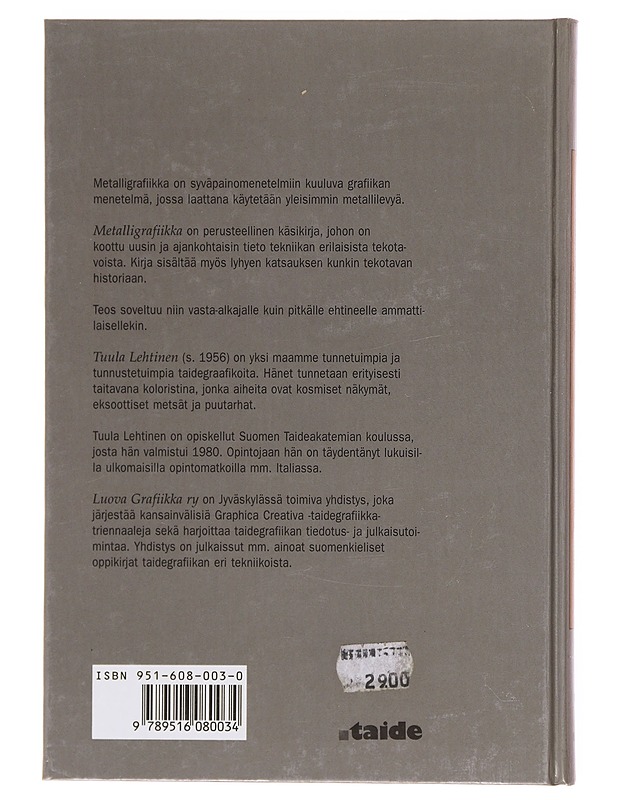 Metalligrafiikka - Lehtinen, Tuula - Taide- ja kulttuurikirjat - 10105604953 - 1