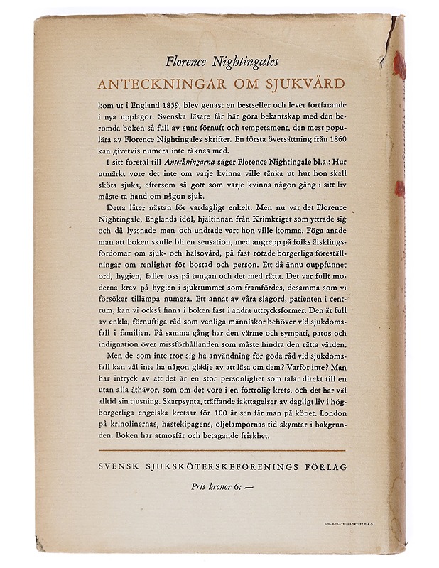 Anteckningar Om Sjukvård - Florence Nightingale - Tietokirjat ja oppaat - 10105605179 - 1