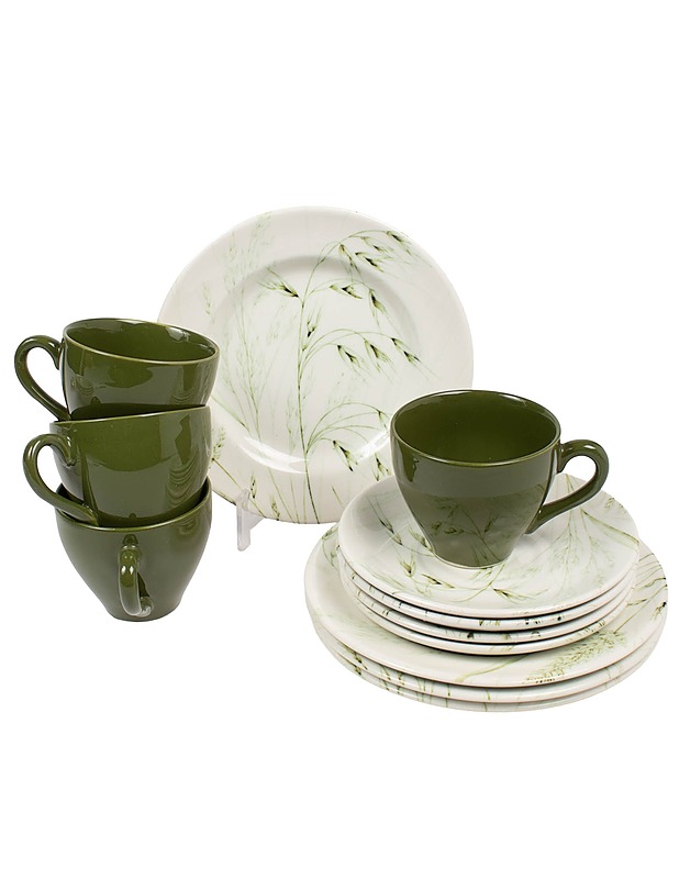 ENGLISH IRONSTONE TABLEWARE Wild Oats kahviastiasto, 12 osaa - Lautaset ja kulhot - 10105605348 - 0