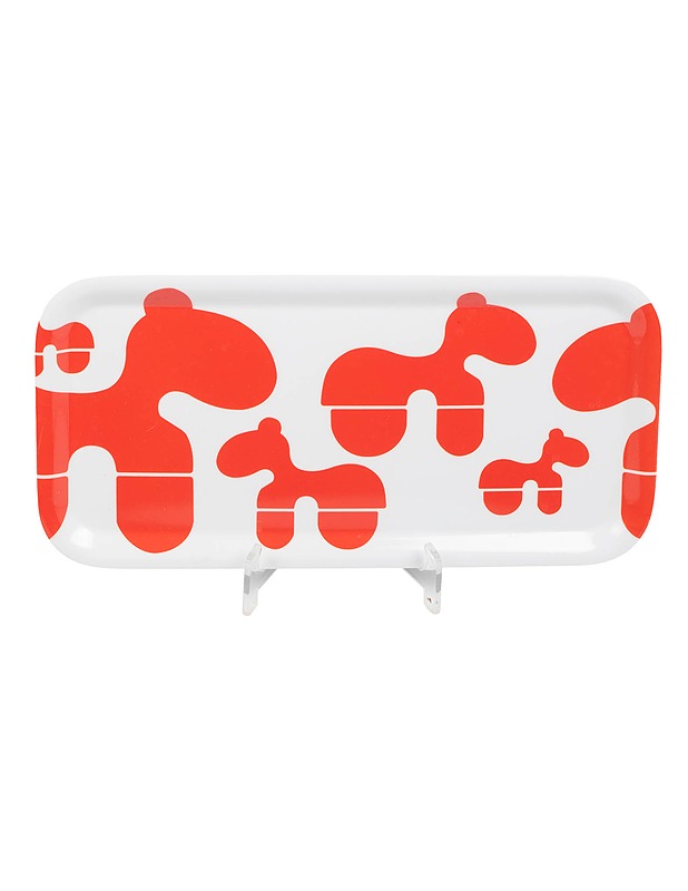 MELAMINE : poni-kuviointi tarjotin, valkopunainen - Tarjoiluastiat - 10105605483 - 0