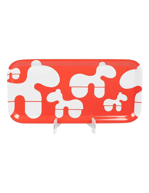 MELAMINE : poni-kuviointi tarjotin, punavalkoinen - Tarjoiluastiat - 10105605488 - 0