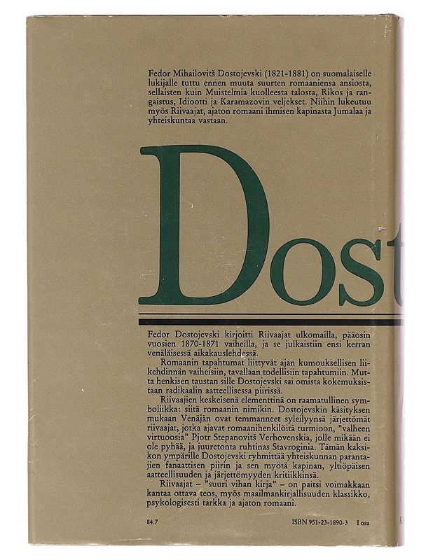 Riivaajat osat 1-2 - Dostojevski, Fedor Mihailovits - Romaanit ja novellit - 10105605777 - 1