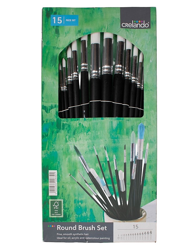 CRELANDO Round Brush Set sivellinsetti - Askartelu - 10105605862 - 0