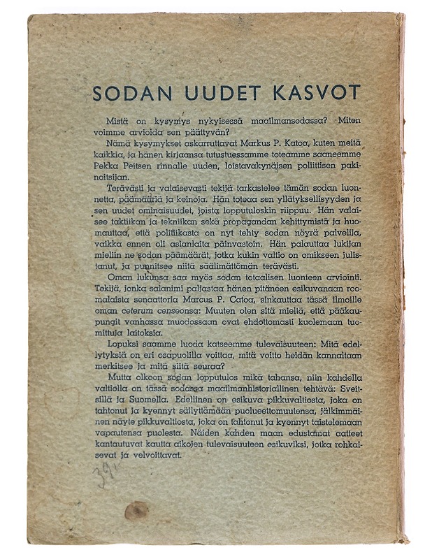 Sodan uudet kasvot - Markus P. Kato - Historiakirjat - 10105605911 - 1