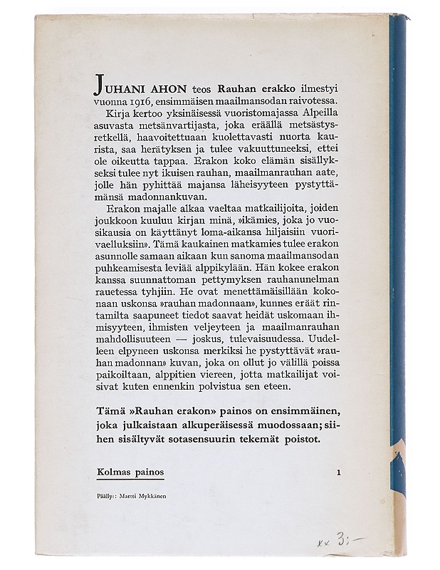 Rauhan erakko - Aho, Juhani - Historiakirjat - 10105606136 - 1