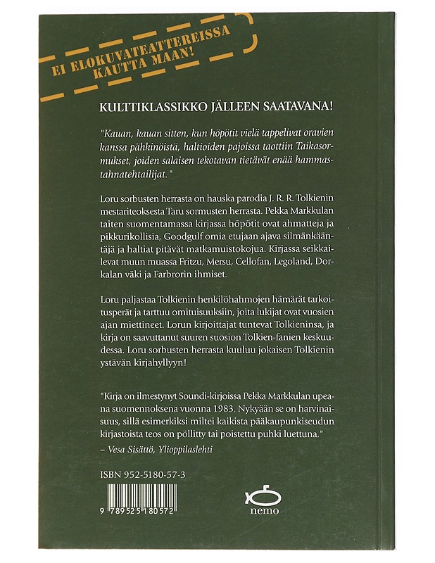 Loru sorbusten herrasta / parodia professori J.R.R. Tolkienin trilogiasta Taru sormusten herrasta - Beard, Henry N. - Fantasia- ja scifi - 10105606174 - 1