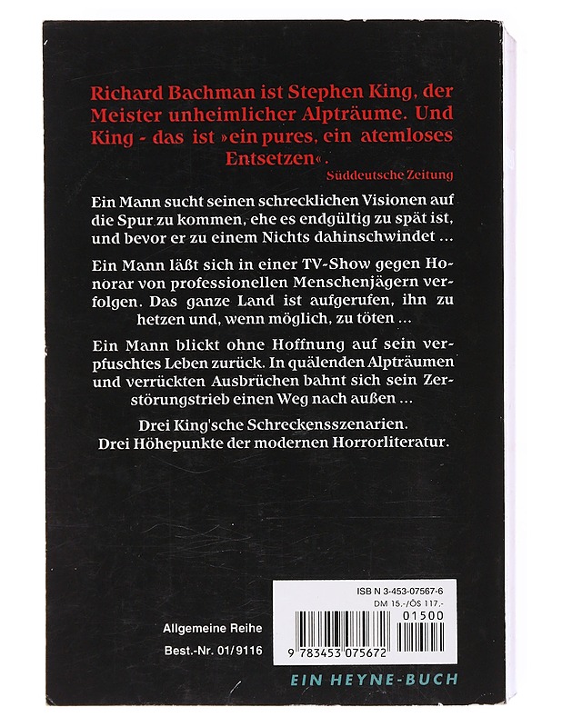 Stephen King Bachman: Der Fluch/Menschenjagd/Sprengstoff Drei Roman in einem Band - Romaanit ja novellit - 10105606190 - 1