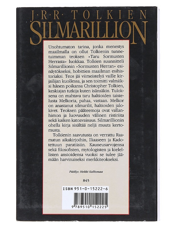 Silmarillion - Tolkien, J. R. R. - Fantasia- ja scifi - 10105606478 - 1