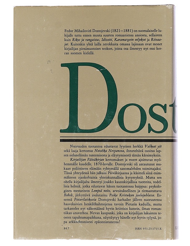 Valkeat yöt - F. M. Dostojevski - Romaanit ja novellit - 10105606583 - 1
