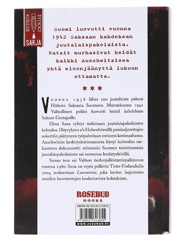 Kuoleman laiva S/S Hohenhörn, juutalaispakolaisten kohtalo Suomessa - Elina Sana - Historiakirjat - 10105606610 - 1