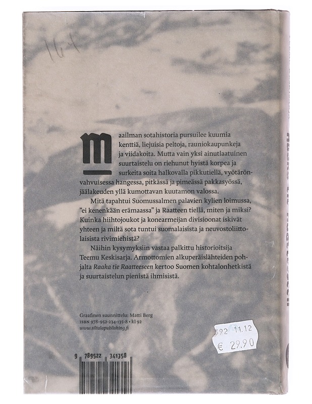 Raaka tie Raatteeseen - Keskisarja, Teemu  - Historiakirjat - 10105607587 - 1
