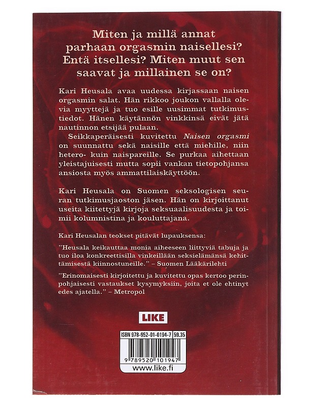Naisen orgasmi - Heusala, Kari K-18 - Tietokirjat ja oppaat - 10105607875 - 1