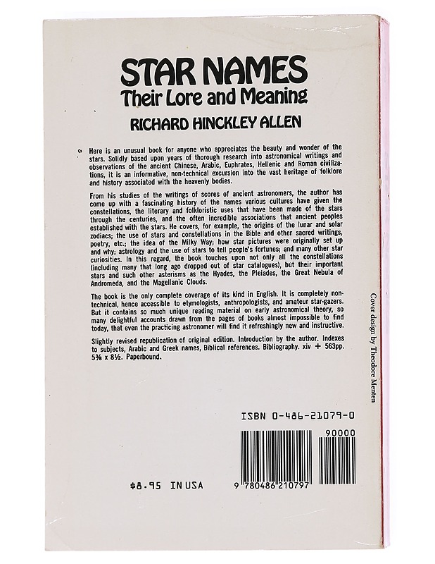 Star names : their lore and meaning - Richard Hinckley Allen - Tietokirjat ja oppaat - 10105607886 - 1