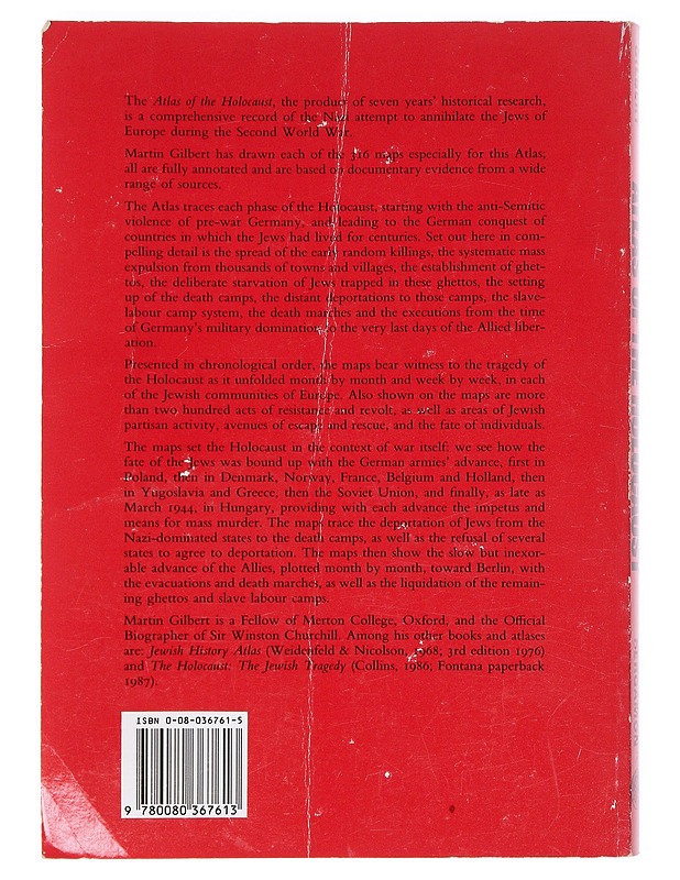 Atlas of the Holocaust - Martin Gilbert - Historiakirjat - 10105608038 - 1