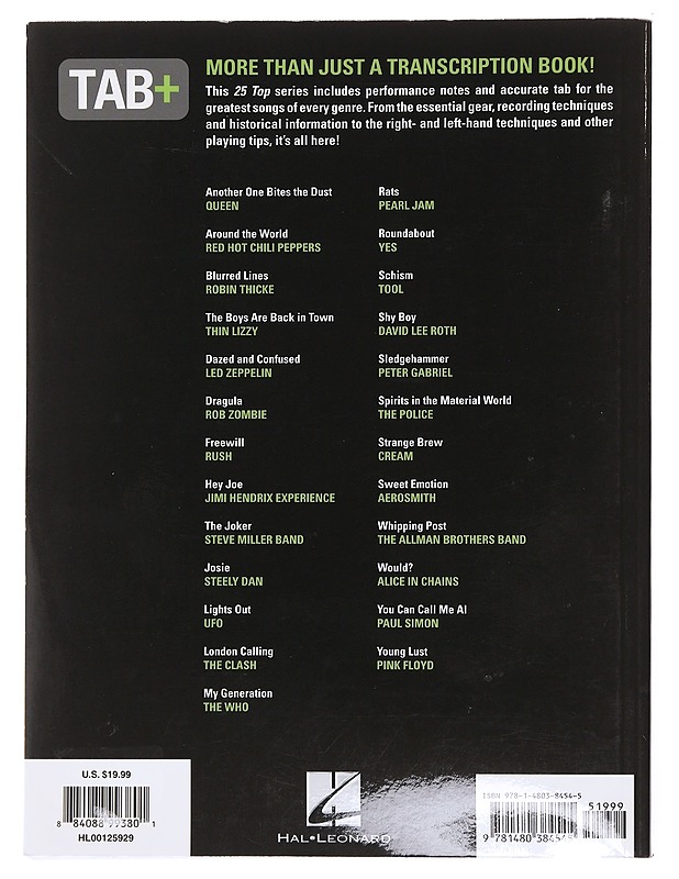 25 top rock bass songs TAB+ = tab + tone + technique - Musiikki- ja elokuvakirjat - 10105608133 - 1