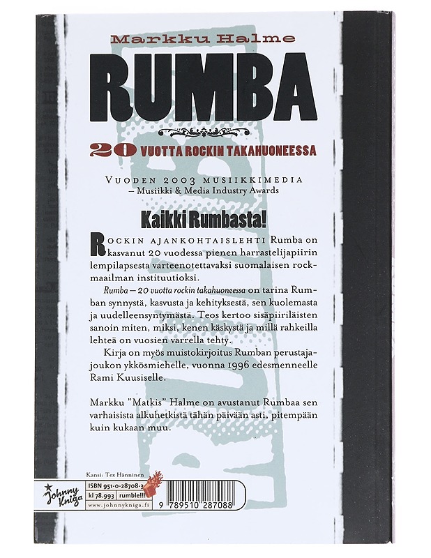Rumba : 20 vuotta rockin takahuoneessa - Markku Halme - Historiakirjat - 10105608173 - 1